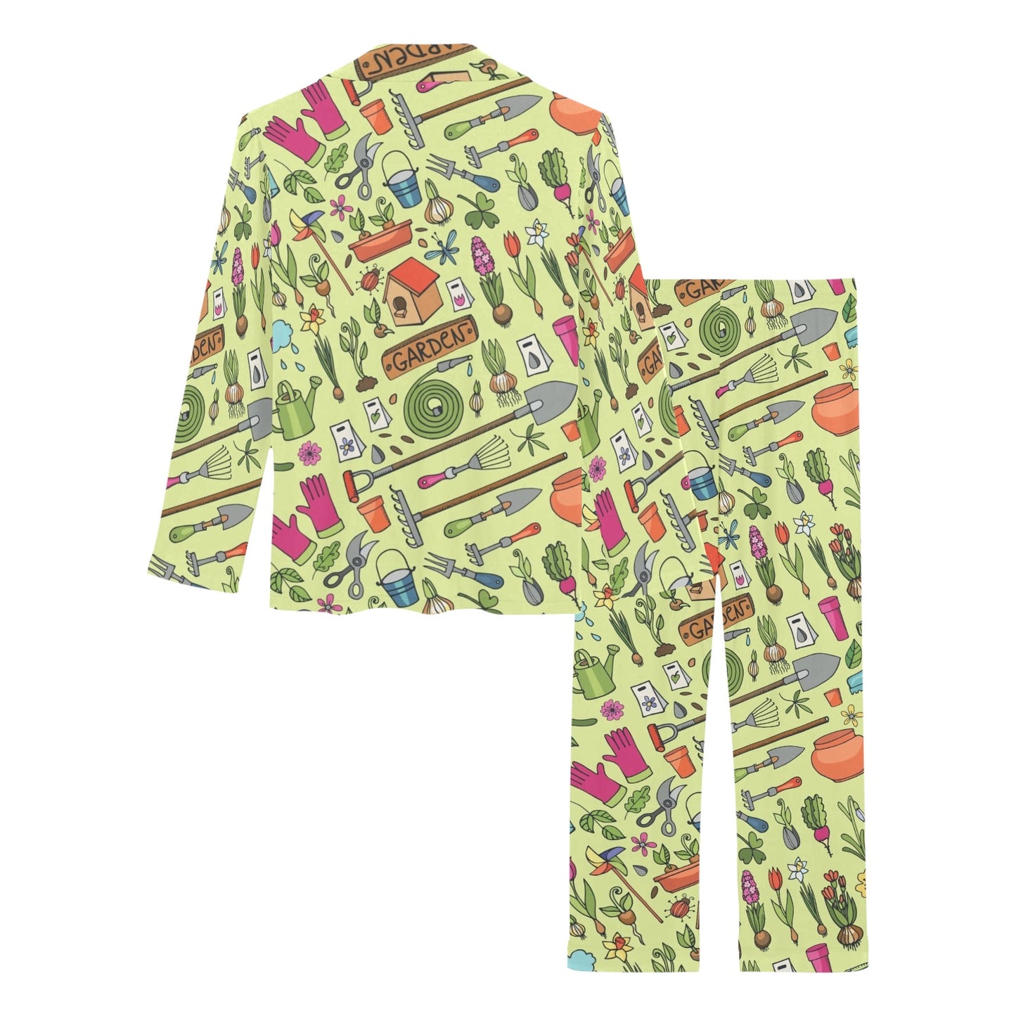 Gardening Pattern Print Design G02 Women's Long Pajama Set