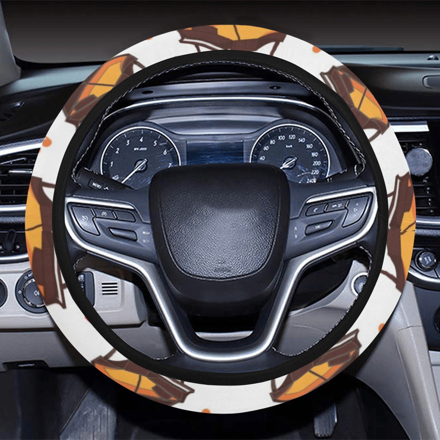 Piano Print Design LKS406 Steering Wheel Cover with Elastic Edge