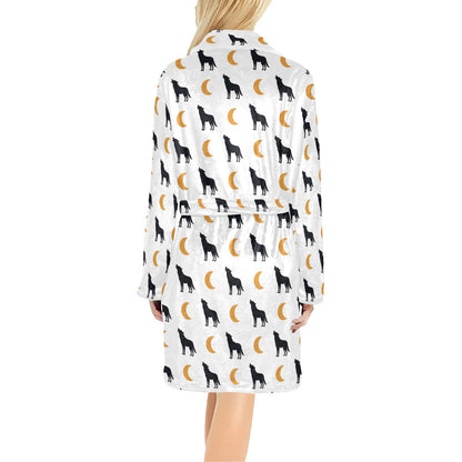 Wolf Moon Print Design LKS302 Women's Fleece Robe