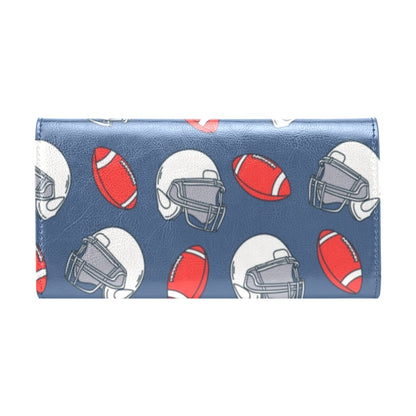 American Football Helmet Design Pattern Women's Trifold Wallet