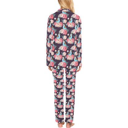 Bluebird Pattern Print Design 02 Women's Long Pajama Set