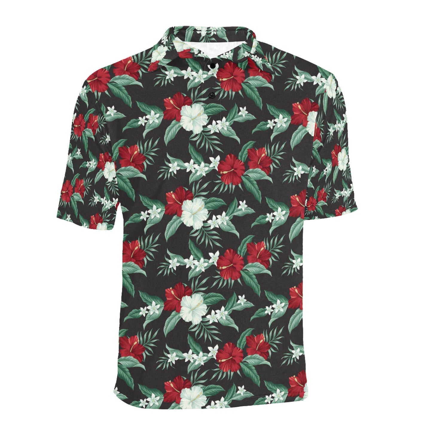 Tropical Flower Print Design LKS303 Men Polo Shirt