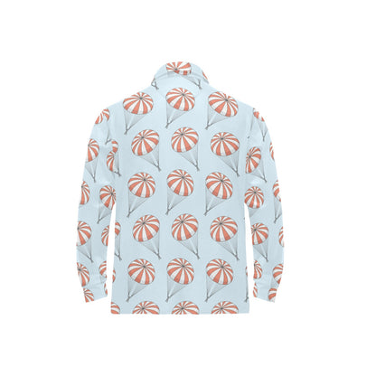 Skydiving Pattern Print Design 01 Long Sleeve Polo Shirt For Men's