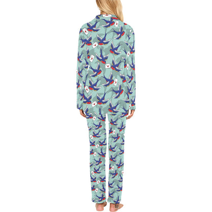 Swallow Bird Pattern Print Design 02 Women's Long Pajama Set