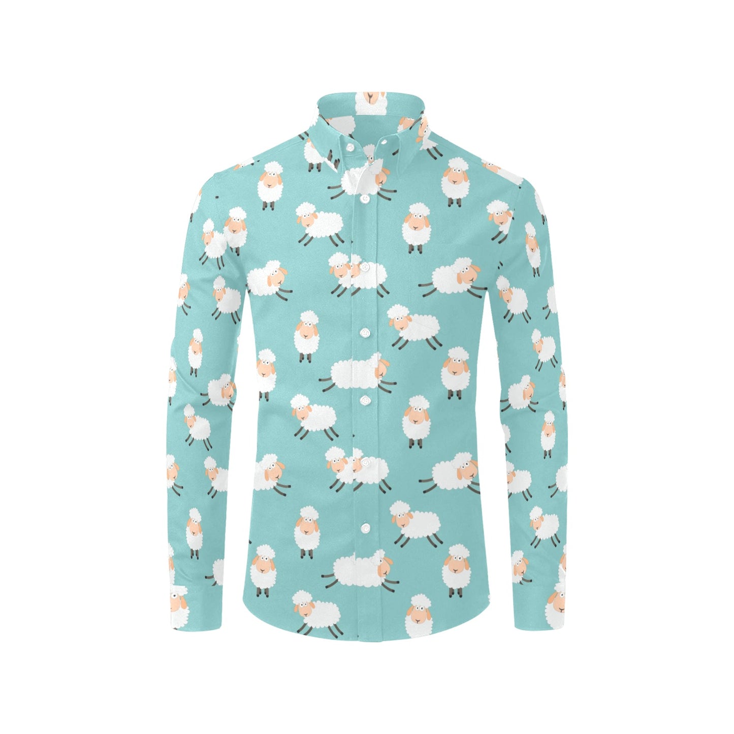 Sheep Print Design LKS406 Men's Long Sleeve Dress Shirt