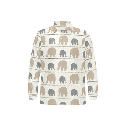 Elephant Cute Long Sleeve Polo Shirt For Men's