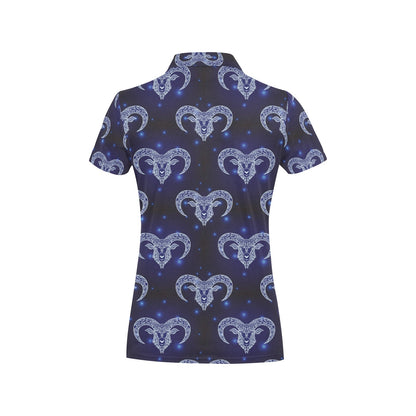 Aries Zodiac Pattern Print Design 01 Women's Polo Shirt