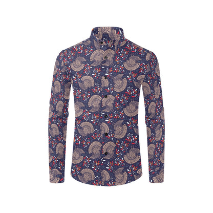 Turkey Print Design LKS401 Men's Long Sleeve Dress Shirt