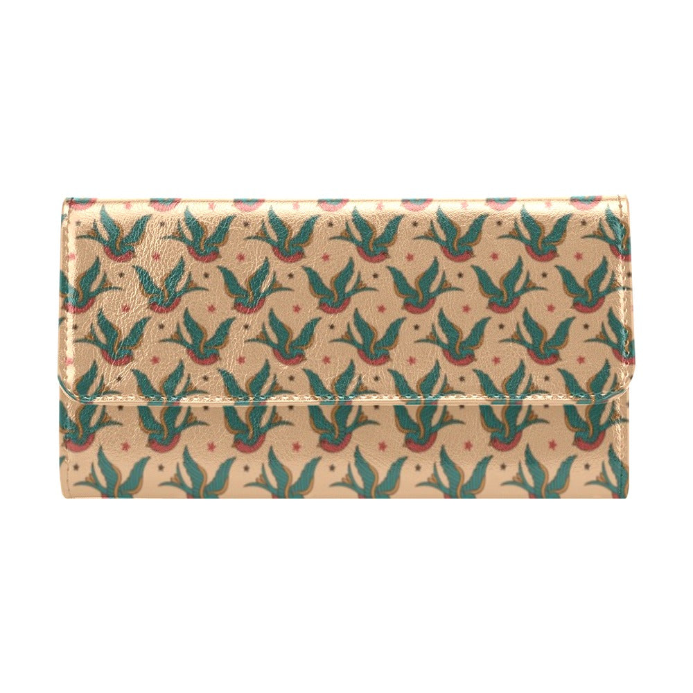 Old School Tattoo Swallow Design Women's Trifold Wallet
