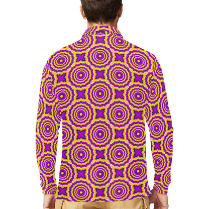 Optical illusion Expansion Long Sleeve Polo Shirt For Men's