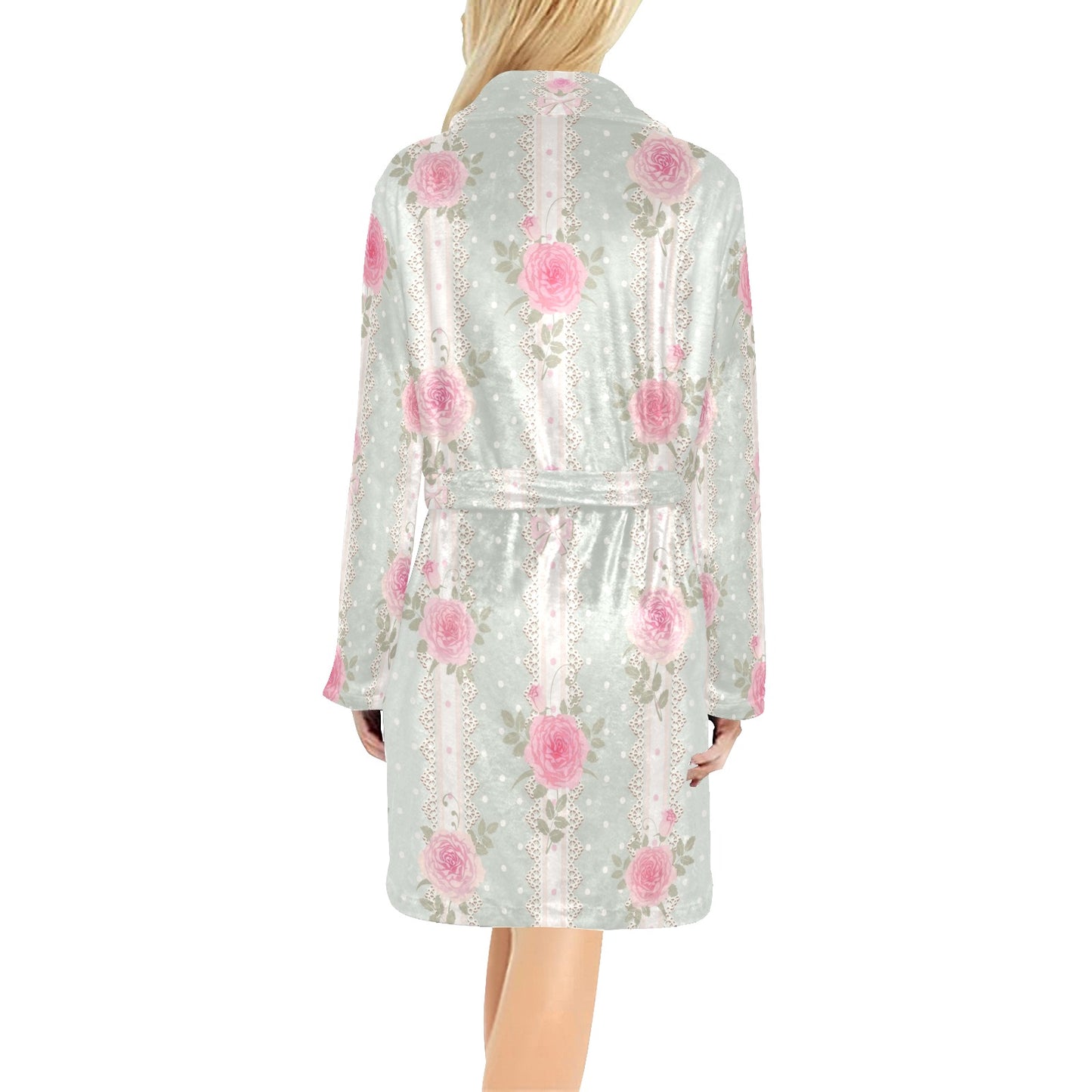 Rose Pattern Print Design RO016 Women's Fleece Robe