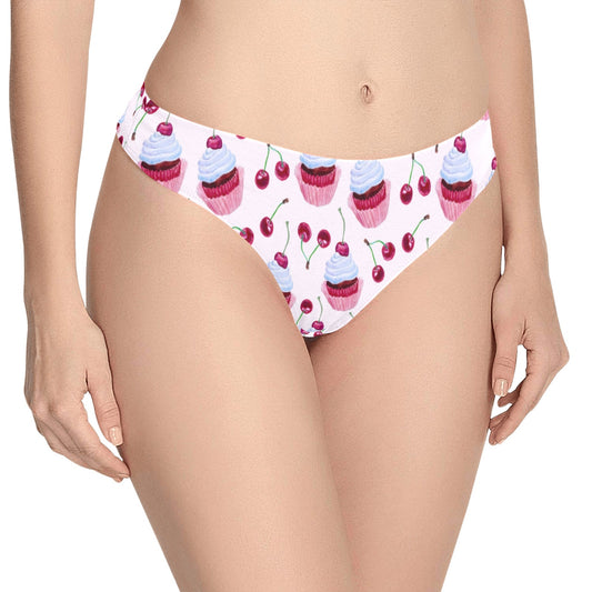 Cherry Cupcake Pink Pattern Women's Thongs
