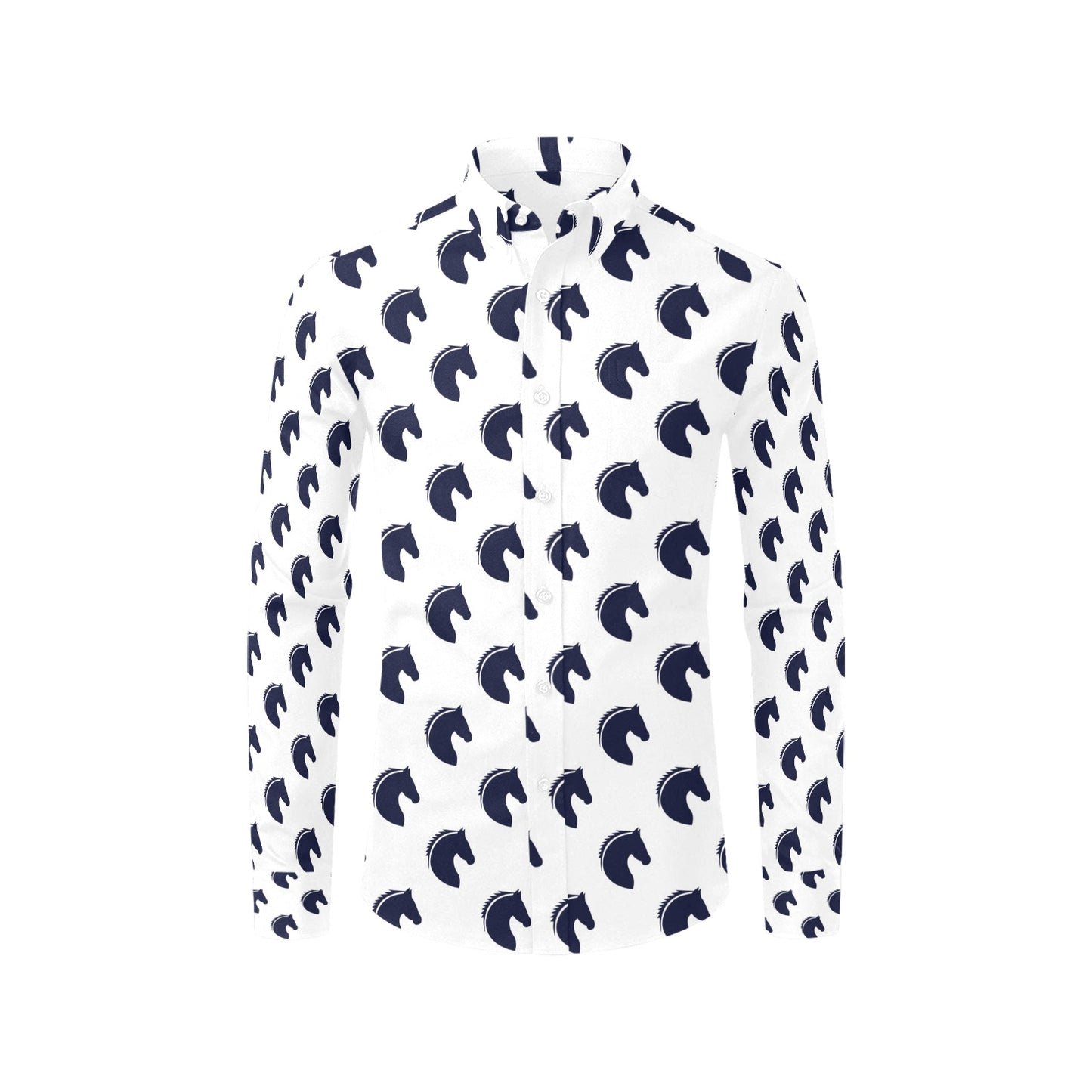 Horse Head Print Design LKS303 Men's Long Sleeve Dress Shirt