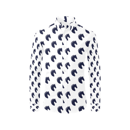 Horse Head Print Design LKS303 Men's Long Sleeve Dress Shirt