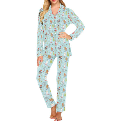 Ski Fox Cute Print Design LKS303 Women's Long Pajama Set
