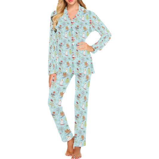 Ski Fox Cute Print Design LKS303 Women's Long Pajama Set