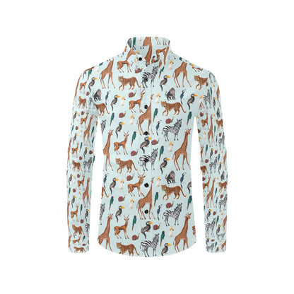 Safari Animal Print Design LKS306 Men's Long Sleeve Dress Shirt