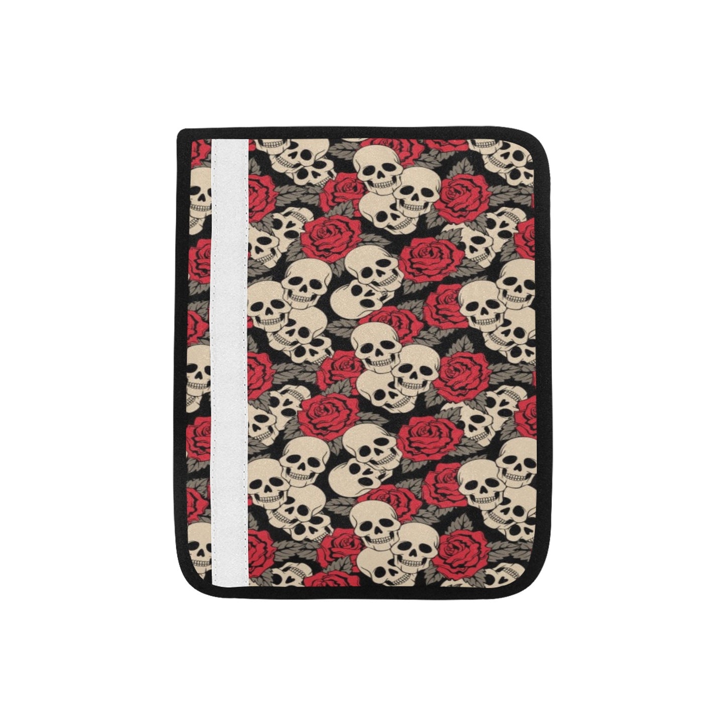 Skull And Roses Print Design LKS301 Car Seat Belt Cover