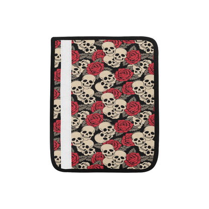 Skull And Roses Print Design LKS301 Car Seat Belt Cover