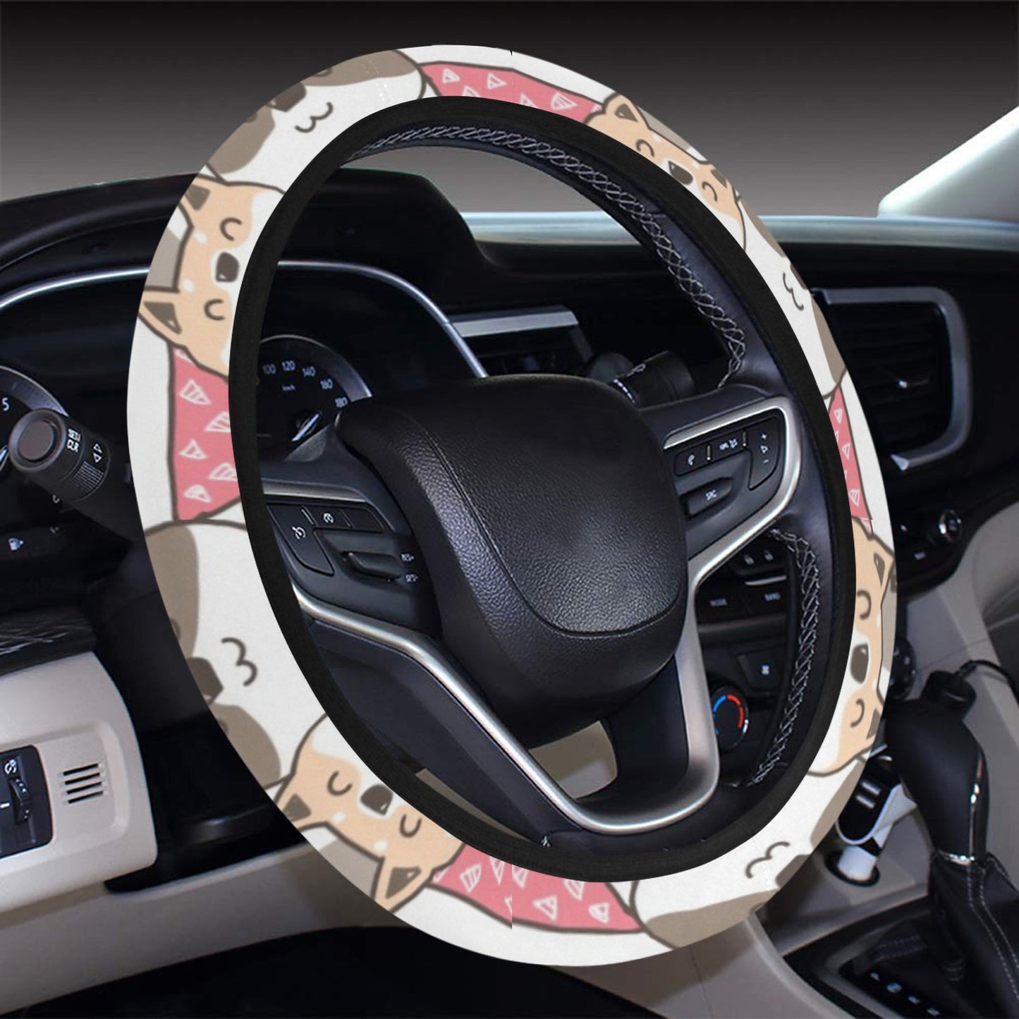 Shiba Inu Print Design LKS305 Steering Wheel Cover with Elastic Edge
