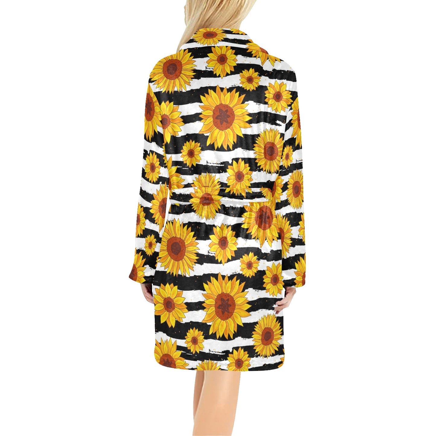 Sunflower Pattern Print Design SF010 Women's Fleece Robe
