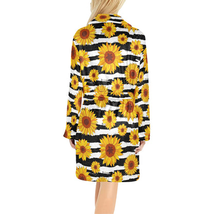 Sunflower Pattern Print Design SF010 Women's Fleece Robe