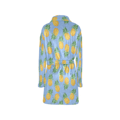 Pineapple Pattern Print Design A04 Women's Fleece Robe
