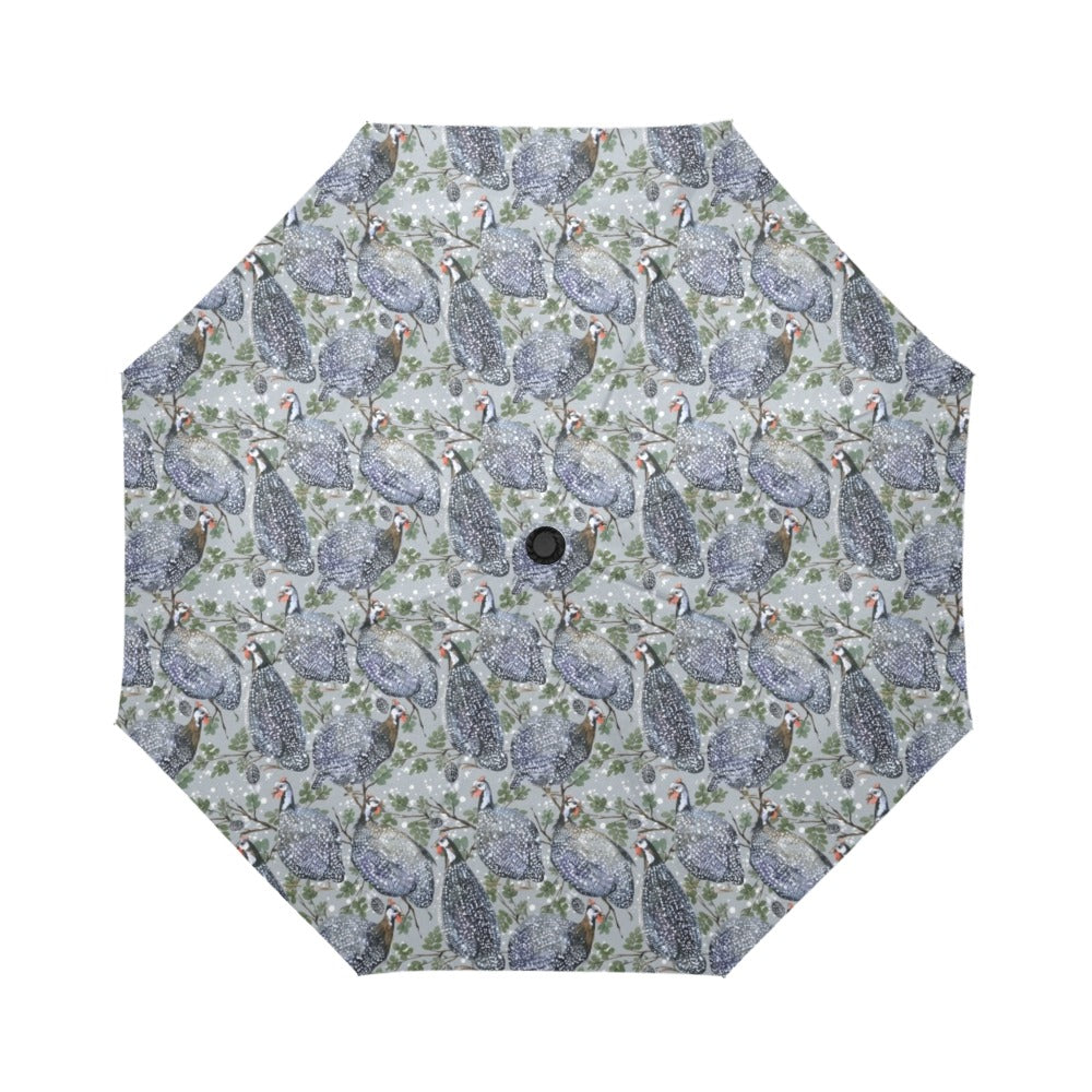 Guinea Fowl Print Design LKS402 Anti-UV Automatic Umbrella