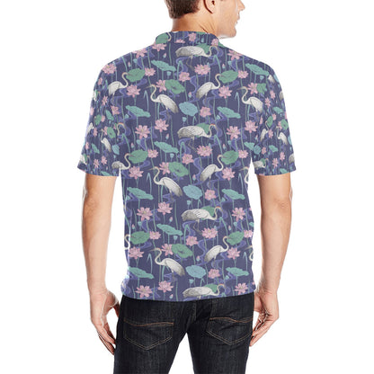 Water Lily Print Design LKS306 Men Polo Shirt