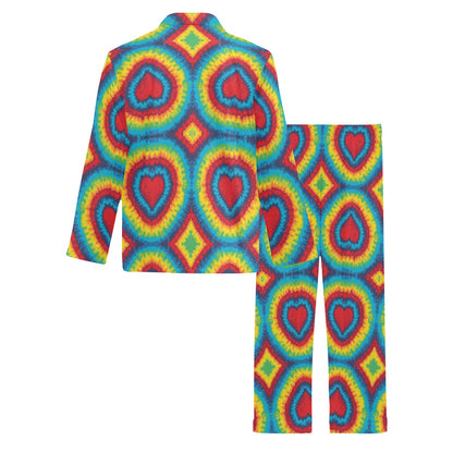 Tie Dye Heart shape Men's Long Pajama Set