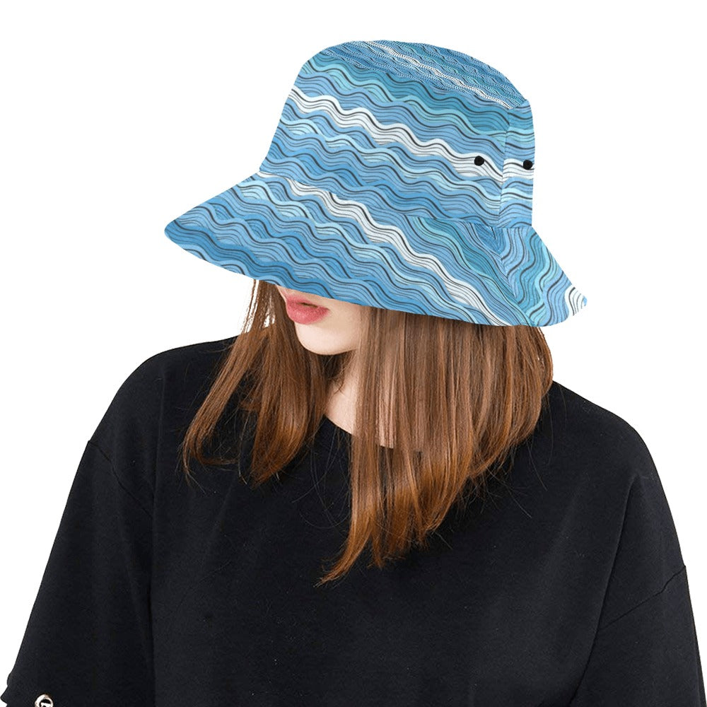 Wave Print Design LKS301 Unisex Bucket Hat