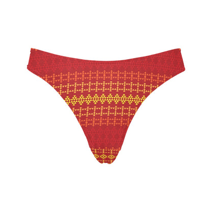 Southwest Red Gold Design Themed Print Women's Thongs