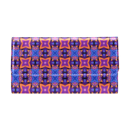 kaleidoscope Purple Orange Print Design Women's Trifold Wallet