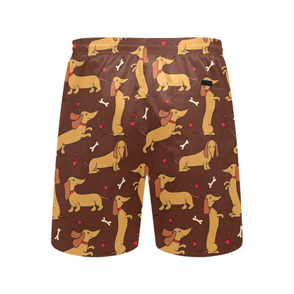 Dachshund Happy Print Pattern Men's Swim Trunks Beach Shorts