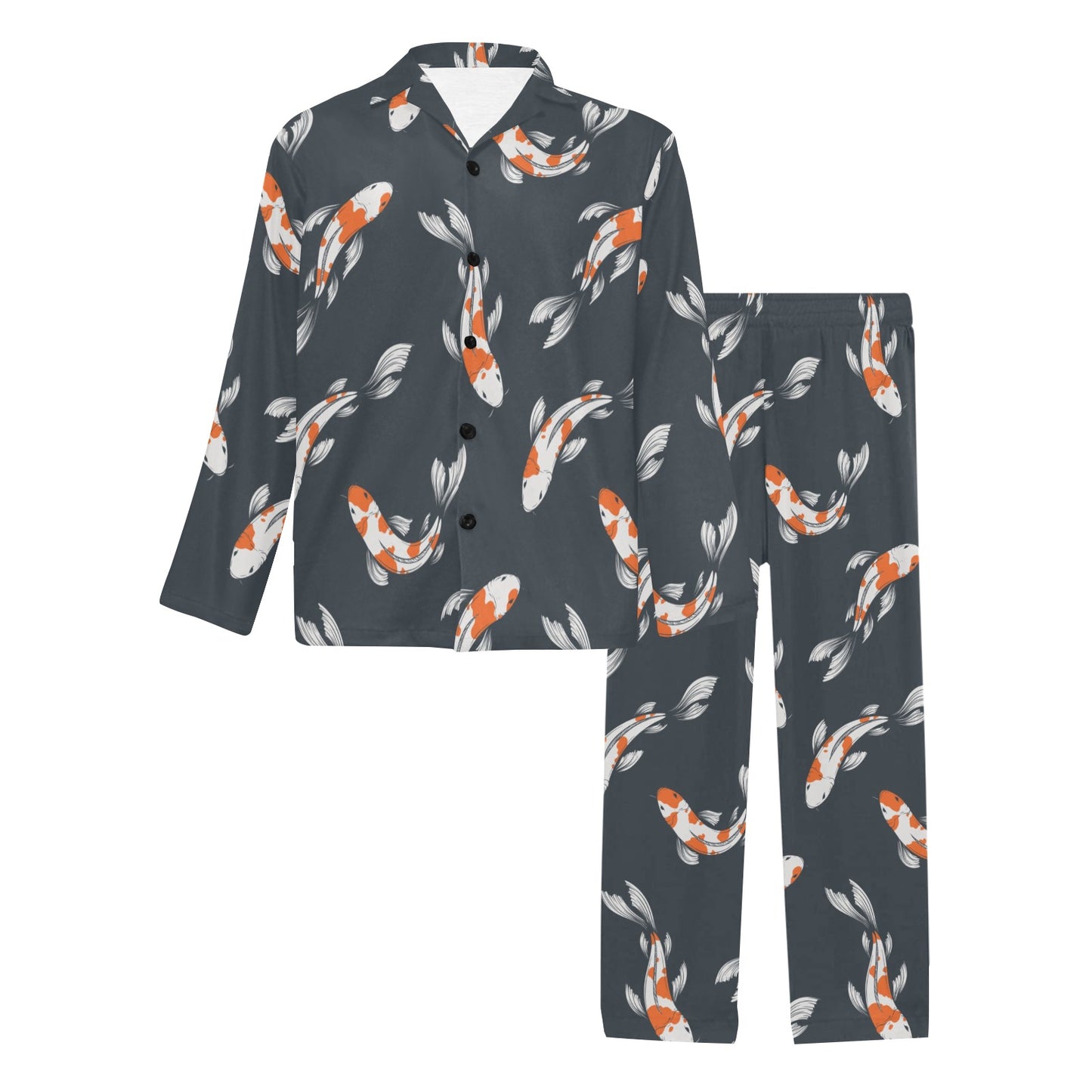 KOI Fish Pattern Print Design 04 Men's Long Pajama Set