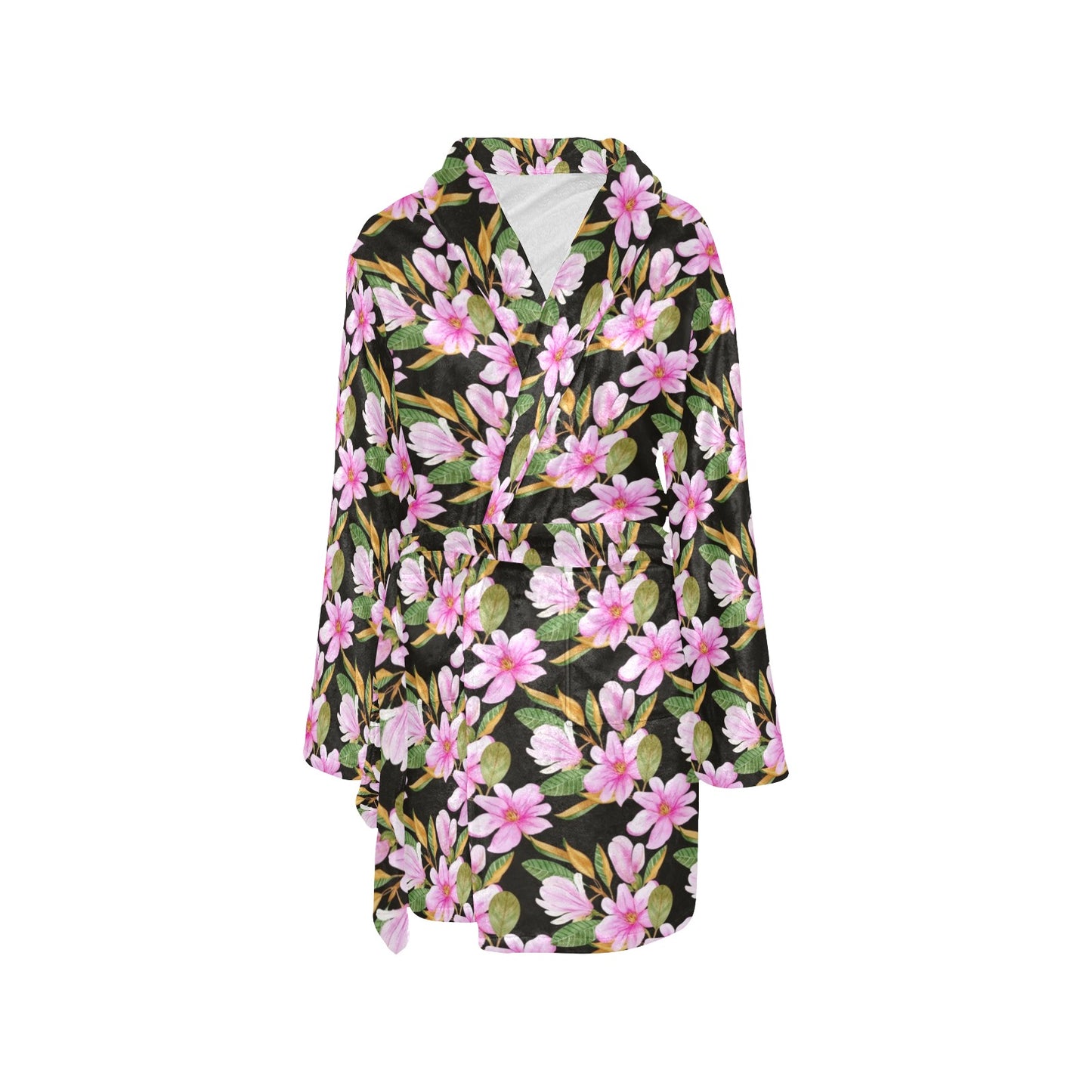 Magnolia Pattern Print Design MAG08 Women's Fleece Robe