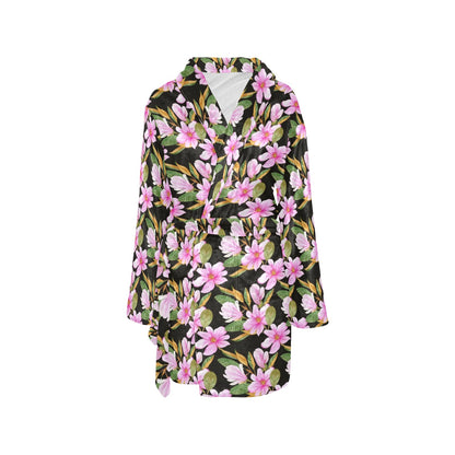 Magnolia Pattern Print Design MAG08 Women's Fleece Robe