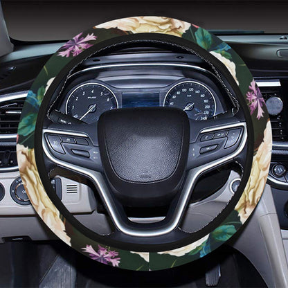 Summer Floral Print Design LKS303 Steering Wheel Cover with Elastic Edge