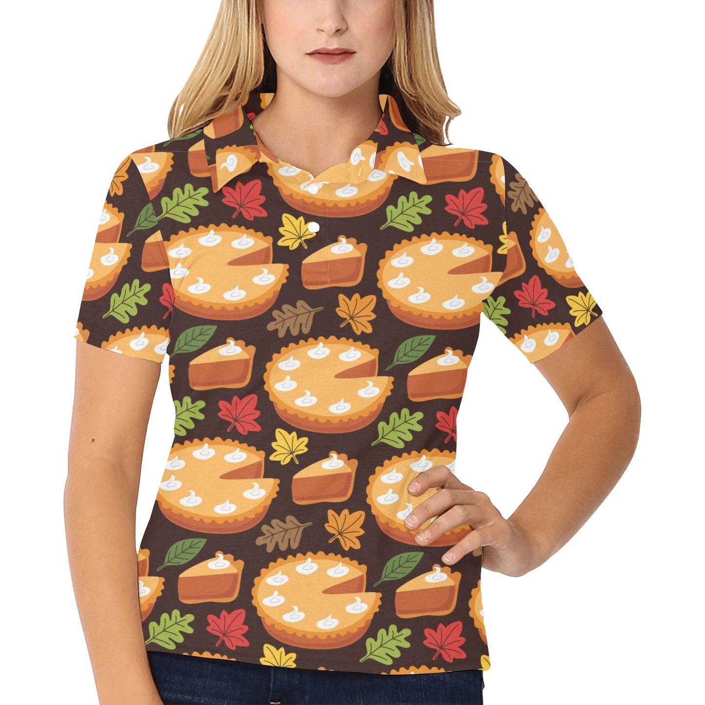 Pie Pattern Print Design A03 Women's Polo Shirt