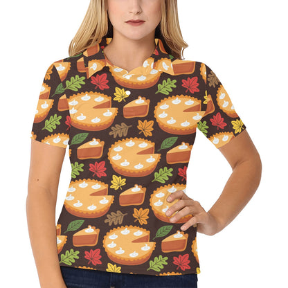Pie Pattern Print Design A03 Women's Polo Shirt