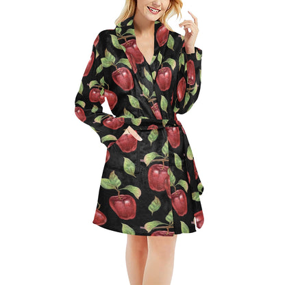 Apple Pattern Print Design AP011 Women's Fleece Robe