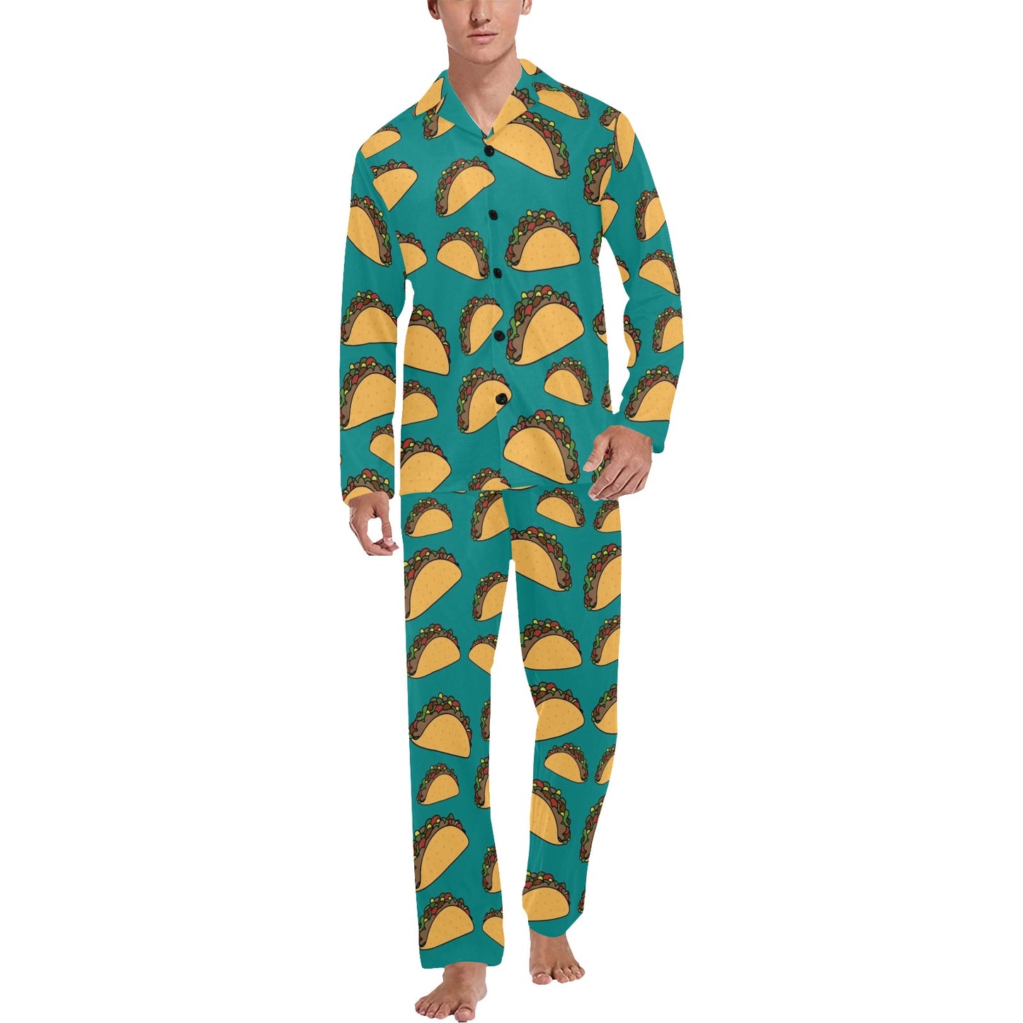 Taco Pattern Print Design TC07 Men's Long Pajama Set