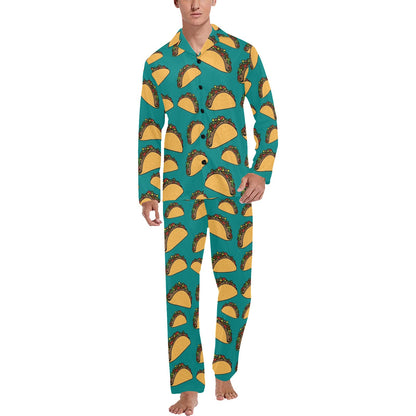 Taco Pattern Print Design TC07 Men's Long Pajama Set