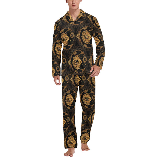 Sun Moon mandala Third eye Men's Long Pajama Set