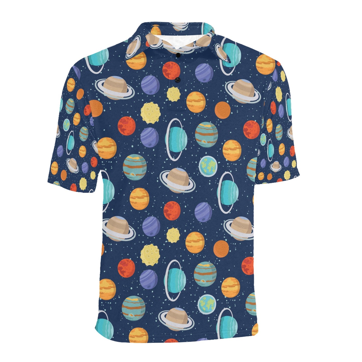 Planet With Star Print Design LKS303 Men Polo Shirt