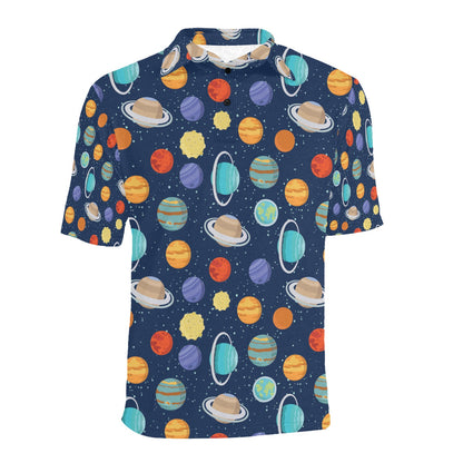 Planet With Star Print Design LKS303 Men Polo Shirt