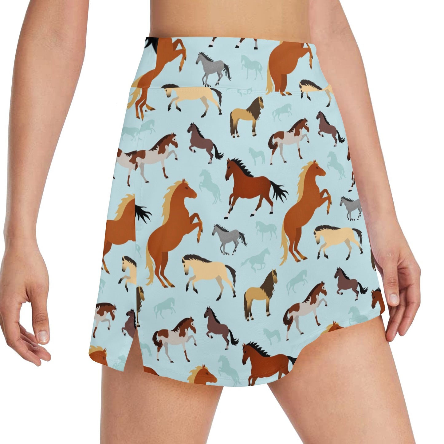 Horse Cute Themed Pattern Print 17" Golf & Pickleball Skort with Pockets