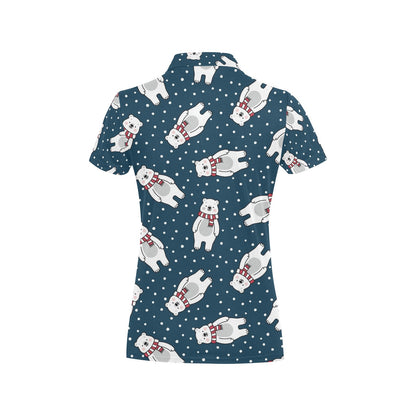 Polar Bear Pattern Print Design PB05 Women's Polo Shirt