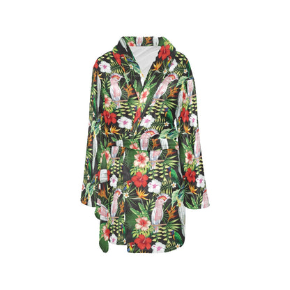 Tropical Flower Pattern Print Design TF03 Women's Fleece Robe
