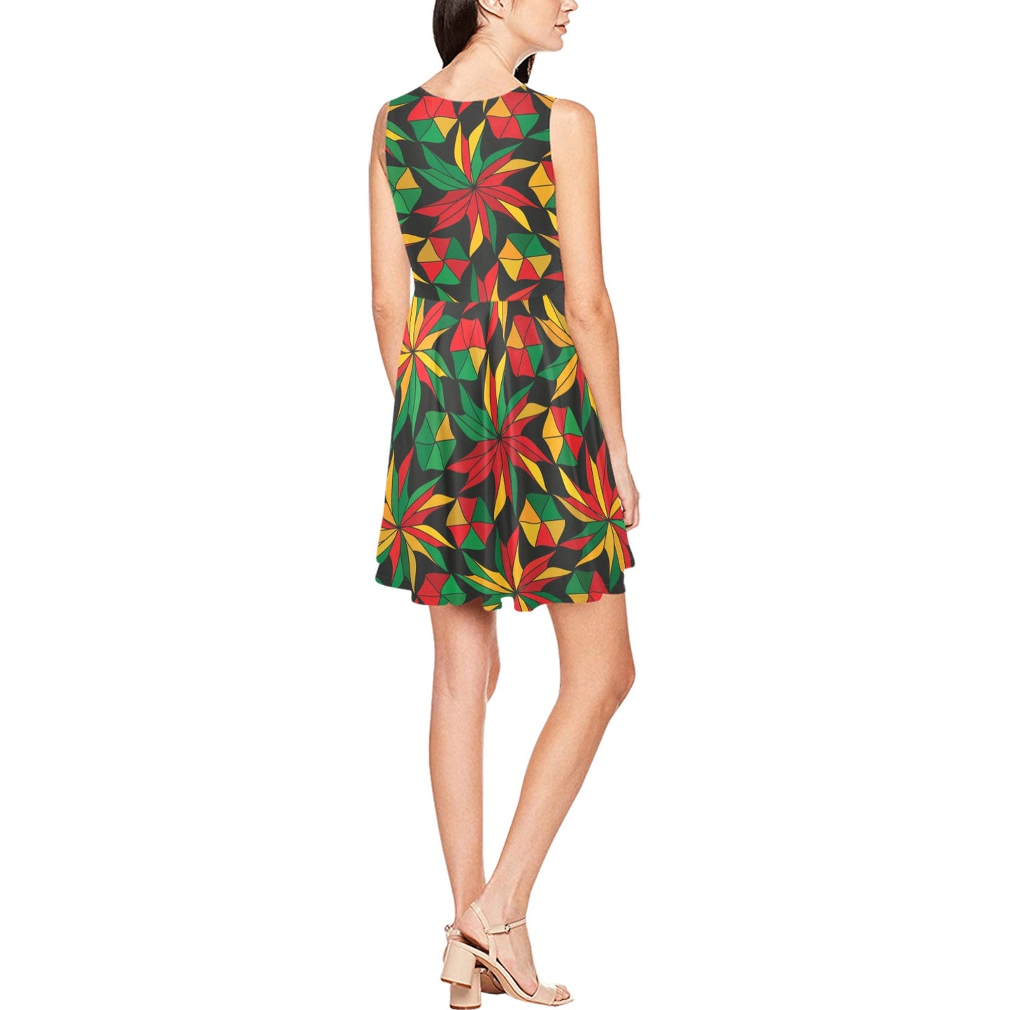 Rastafarian Pattern Print Design A03 Sleeveless Dress